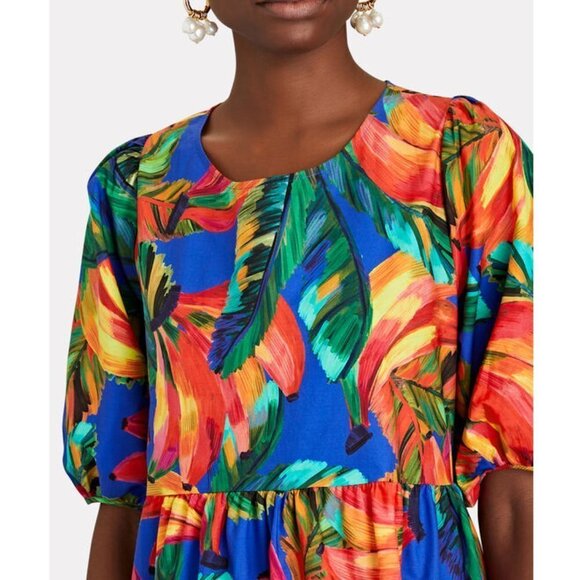 NWT Farm Rio Banana Mix Tiered Midi Dress - Picture 5 of 11